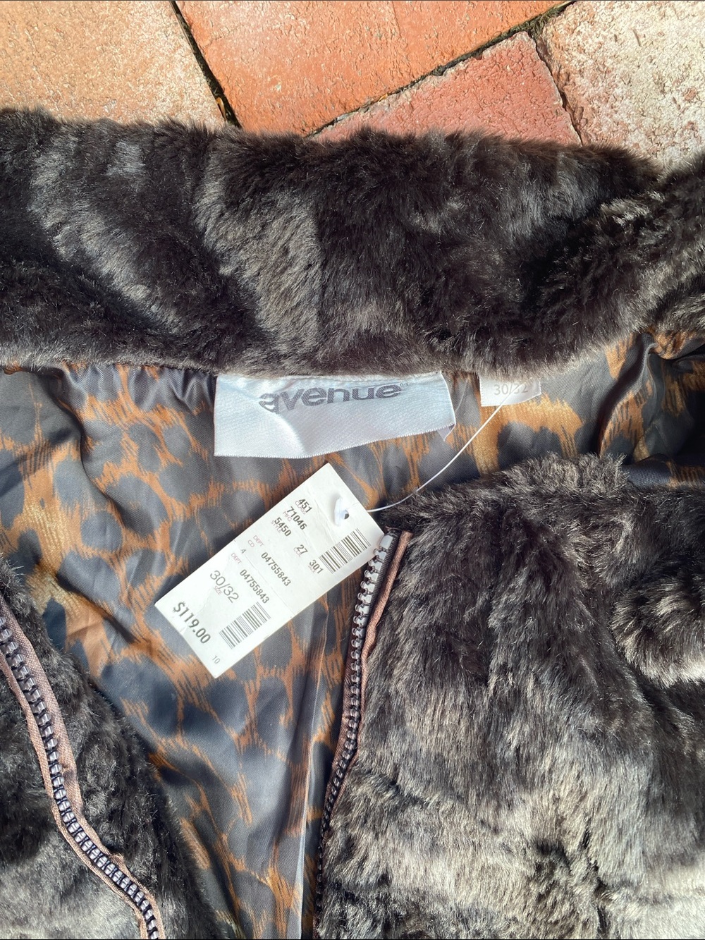 Avenue Black Faux Fur Jacket NWT